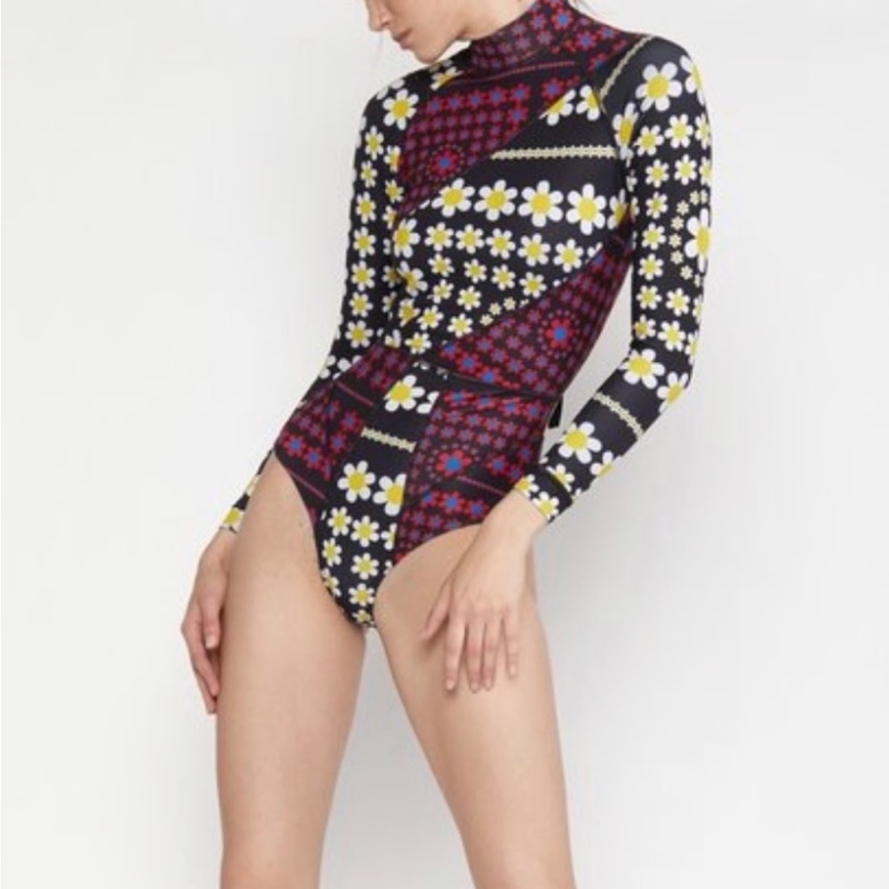 Cynthia Rowley Miley Daisy Patchwork Floral Wetsuit Neoprene Swim Suit SOLD OUT